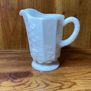 Westmoreland Vintage Milk Glass Creamer Grape Pattern